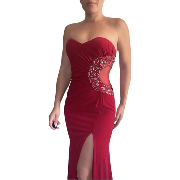 Jovani Red Strapless Gown - Picture 5 of 5